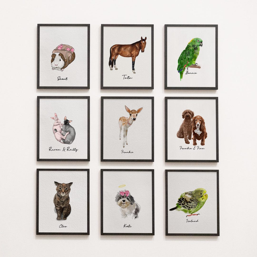 Watercolor Pet Portrait From Photo | Dog Cat Pet Memorial Gift | Custom ...