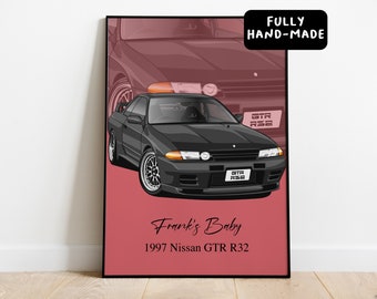 Personalized Gift For Car Enthusiast, Custom Car Portrait, Father's Day Gift, Personalized Gift For Boyfriend, Car Vector, Car Illustration