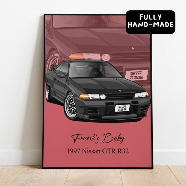 Personalized Gift For Car Enthusiast, Custom Car Portrait, Father's Day Gift, Personalized Gift For Boyfriend, Car Vector, Car Illustration