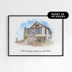 Custom Watercolor House Portrait from Photo | New Home Gift | Wedding Venue Painting | Realtor Closing Gift | Hand Drawn House Sketch