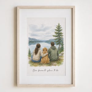 Custom Family Portrait from Photo, Hand Drawn Watercolor Famil,  Pet Portrait, Personalized Gift for Parents, Grandparents, Family Keepsake