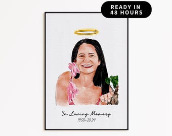 Memorial Watercolor Portrait | Custom Hand-Painted Remembrance Art from Photo | Funeral Tribute Portrait | Personalized Hand-Drawn Memorial