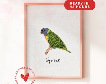 Custom Pet Portrait | Bird Watercolor Painting | Pet Lover Gift | Miniature Dog, Cat, Bird, Horse Art | Gift for Her | Pet Valentine’s Gift