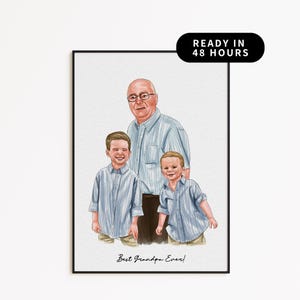 Custom Watercolor Portrait for Dad | Family Portrait from Photo | Personalized Artwork | Gift for Grandpa |  Father’s Day Gift