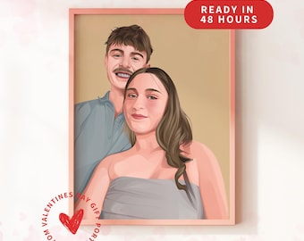 Custom Couple Cartoon Portrait | Faceless Portrait Gift | Engagement Gift | Personalized Couple Drawing | Family Keepsake | Valentines Gift