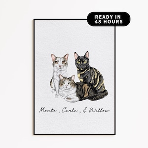 Mini Custom Pet Portrait, Cat Watercolor From Photo, Hand Painted Pet Art, Original Keepsake, Pet Memorial, Cat Watercolor Painting