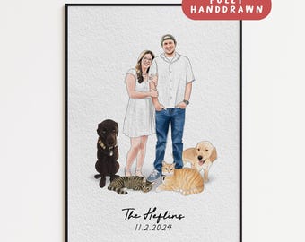 Custom Family Painting from Photo, Hand drawn Watercolor Custom Portrait, Custom Family Gift, Gift for Mom/Dad, Personalised Gift