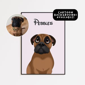 Custom Cartoon Pet Portrait from Photo | Personalized Dog & Cat Illustration | Animal Cartoon Style Art  | Custom Pet Digital Print Wall Art