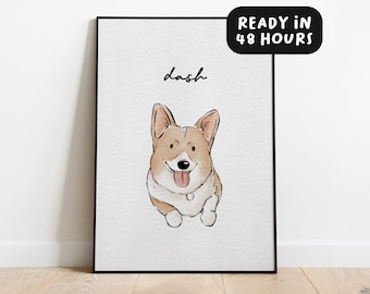 Minimal Pet Watercolor Pet Portrait, Pet Memorial Gift, Dog Painting, Pet Loss Gift, Watercolor Illustration, Dog Portraits from Photos
