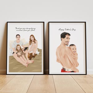 Custom Cartoon Portrait for Dad | Hand Drawn Family Gift | Father’s Day Drawing | Personalized Portrait from Photo | Dad Custom Portrait