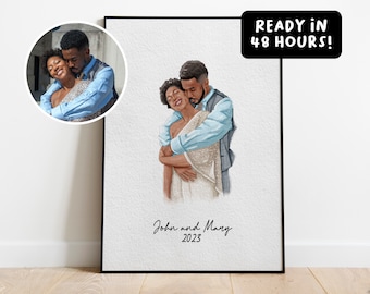 Valentines Day - Custom Watercolor Painting from Photo, Hand drawn Watercolor Custom Portrait, Custom Couple Gift, Personalised Gift