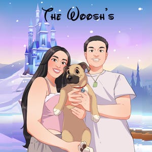 Custom Cartoon Family Portrait from Photo, Personalized Pet and Couple Cartoon Portrait, Custom Cartoon Style, Family Cartoon Illustration
