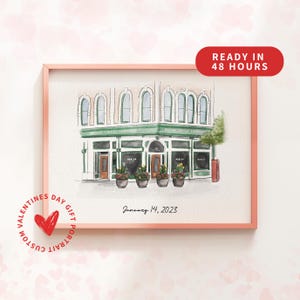 Our First Date Venue Portrait | | Custom Watercolor Couple Drawing | Hand-Drawn Venue Illustration | Anniversary Keepsake | Valentines Gift
