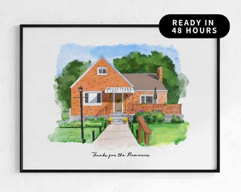 Watercolor Home Portrait | Personalized First Home Gift | Custom Housewarming Artwork | Hand-Painted Digital Keepsake | Custom House Art