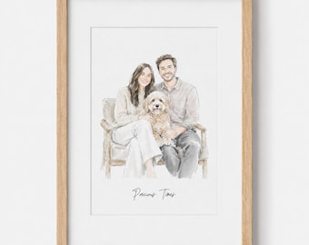 Couple Proposal Portrait, Watercolor Engagement, Custom Couple Portrait, Engagement Watercolor, Gift for Couples, Valentines Day Gift
