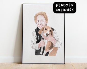 Mothers Day - Custom Watercolor Painting from Photo, Hand drawn Watercolor Custom Portrait, Custom Family Gift, Gift for Mom/Dad,