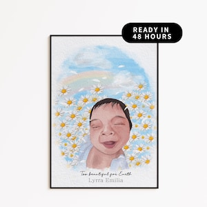 Hand-Painted Baby Loss Watercolor Portrait from Photo, Memorial Keepsake, Miscarriage Gift, Infant Loss Art for Mother’s Day