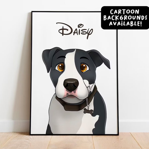 Custom Disney-Cartoon Pet Portrait  | Personalized Portraits | Gifts for Birthday, Anniversary & More | Custom Pet Art | Digital and Prints