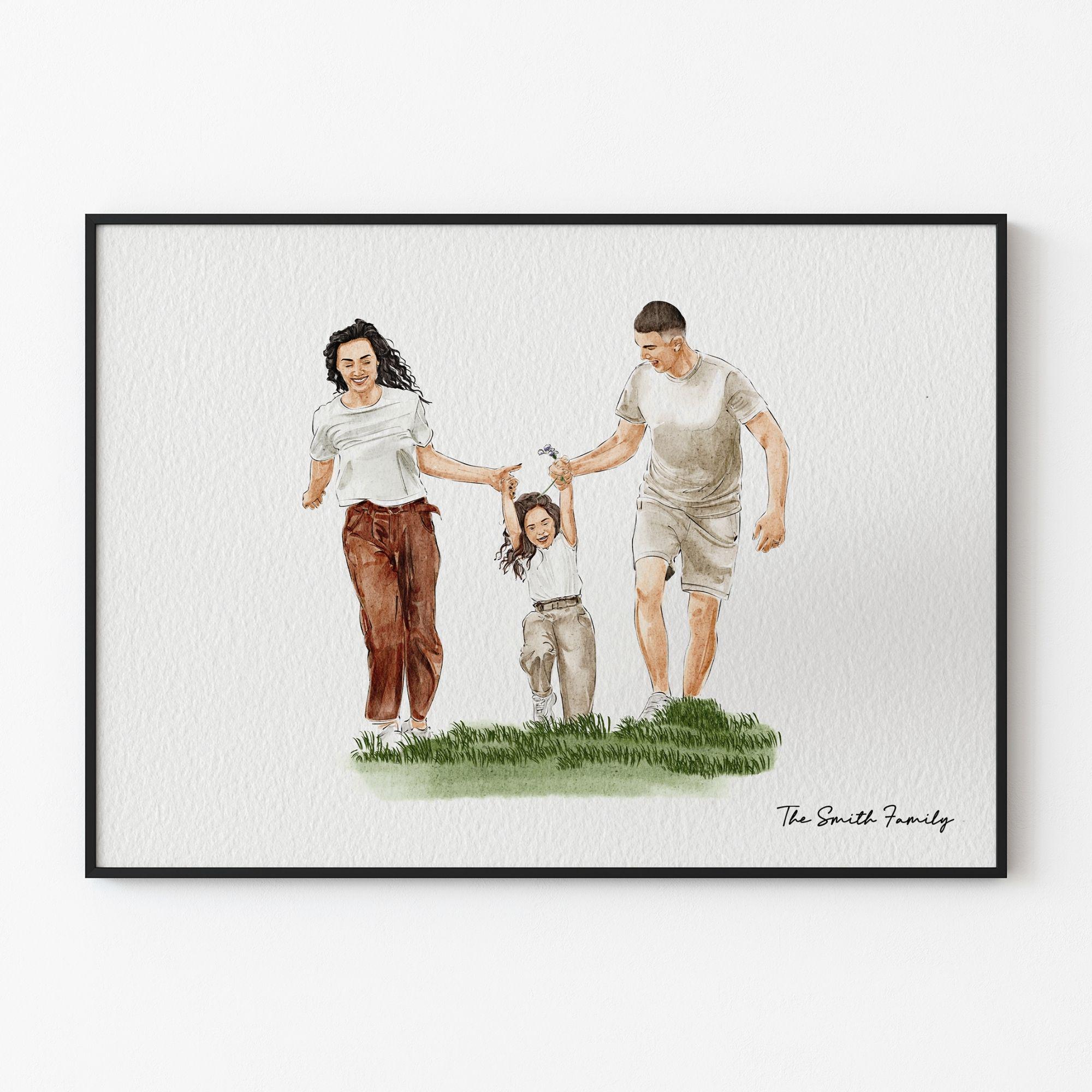 23 Thoughtful Gift Ideas for Mom 17 Custom Watercolor Family Portrait from Photo Hand-Drawn Illustration…