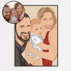 Custom Family Illustration | Hand-Drawn Portrait Print | Cartoon Family Art | Personalized Valentines Portrait Gift | Family Cartoon Art