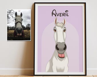 Custom Horse Portrait | Personalized Cartoon Art | Digital & Prints | Perfect Gift for Horse Lovers