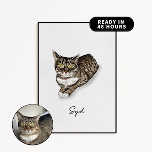 Minimal Watercolor Pet Sketch | Custom Cat Portrait | Hand Drawn Pet Sketch from Photo | Personalized Pet Memorial | Unique Keepsake Gift