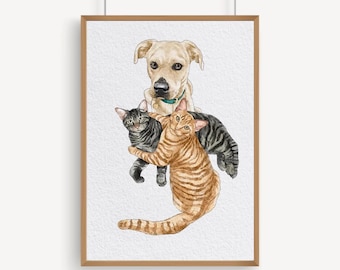 Minimal Pet Watercolor Pet Portrait, Pet Memorial Gift, Dog Painting, Pet Loss Gift, Watercolor Illustration, Dog Portraits from Photos