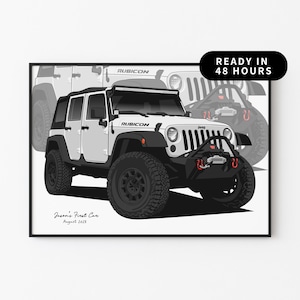 Personalized Car Illustration | Custom Car Artwork from Photo | Car Lover Gift | Car Sketch Wall Art | Father&#39;s Day Car Gift
