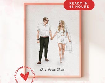 Custom Couple Portrait, Personalized Watercolor Art, Engagement Gift, Portrait from Photo, Anniversary Gift, Valentine’s Day Present