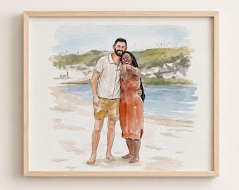 Custom Watercolor Portrait From Photo, Handpainted Wedding Venue Portrait, Family Portrait Painting, In loving Memory Gift, Couple gift