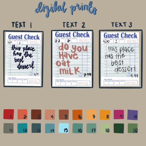 Guest Check Poster Guest Check Print Retro Guest Check Print Etsy