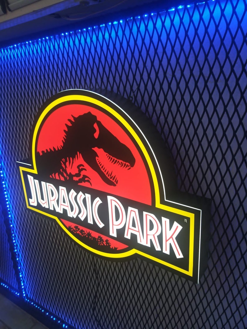 Jurassic Park Ledsign, Jurassic Park Wall Lamp, Gift for Son, Gaming