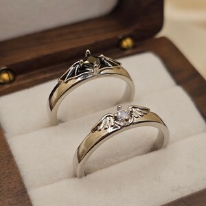 Angel and Devil Matching Rings Set Couple Rings Promise Rings Angel Demon Rings Promise Rings for Couple Handmade Jewelry Rings A7 Etsy