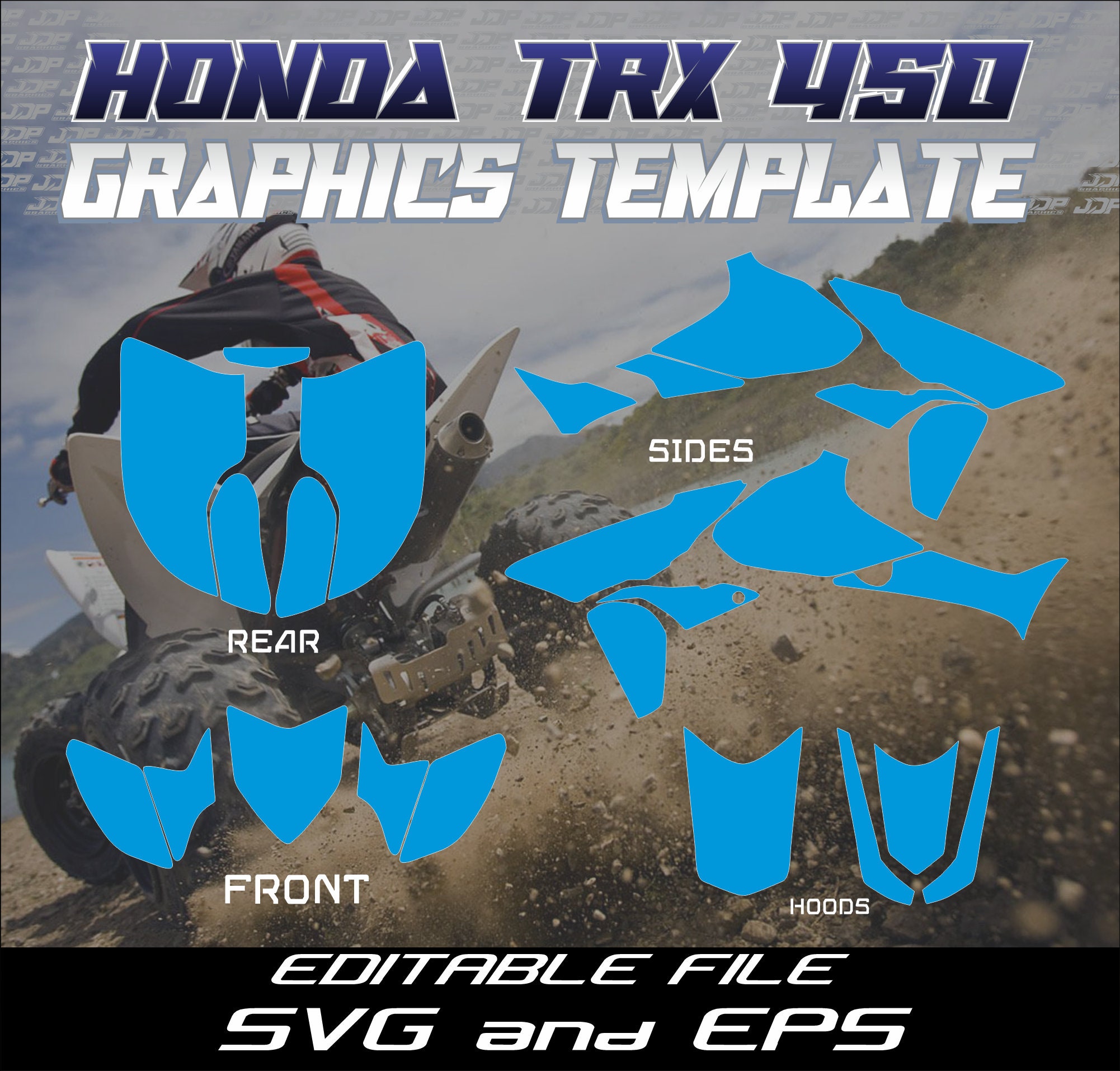 HONDA TRX 450 Graphics Template and Free Editable Design, Template SVG