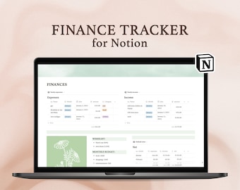 Finance Notion Template, Finance Tracker for Notion, Budget, expenses and income planner, Instant Digital Download