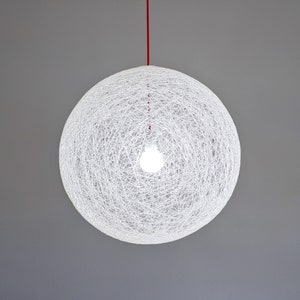 Large White globe pendant light, pendant lamp, Modern pendant light, Hanging light plug in, Lamps, Ceiling lamp, Swag lamp - ORB 15-27"