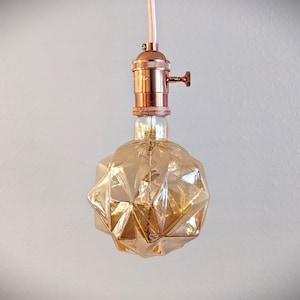 HELENA Faceted Bulb Pendant Lamp for Ceiling / Plug In (Pink)