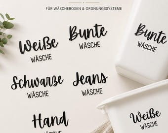 Etiquetas para cestas de ropa | Pegatinas para clasificar la ropa | Organización del cuarto de lavado | Pegatinas de vinilo | Varios diseños