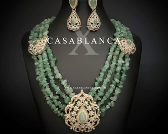 Taqlidi Moroccan Gold Necklace and Earrings Gemstones - Sizia Taditi