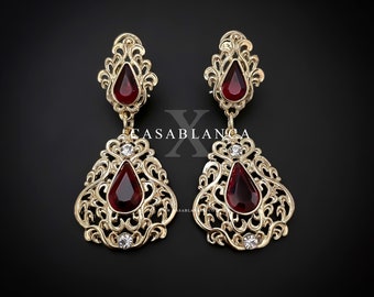 Moroccan Earrings Gold With Red Caftan Takshita - Hyza