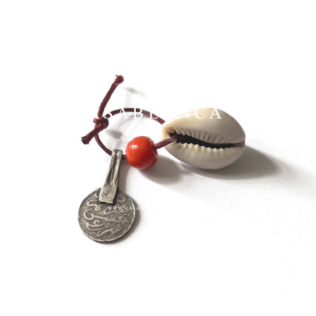 Anillo de Henna con Concha y Moneda Anillo de Plata Marroquí Día