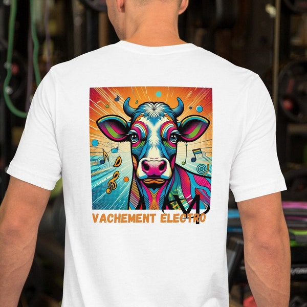 T-shirt Pop-Art Vache Electro : Ajoutez une touche de style unique à votre garde-robe !