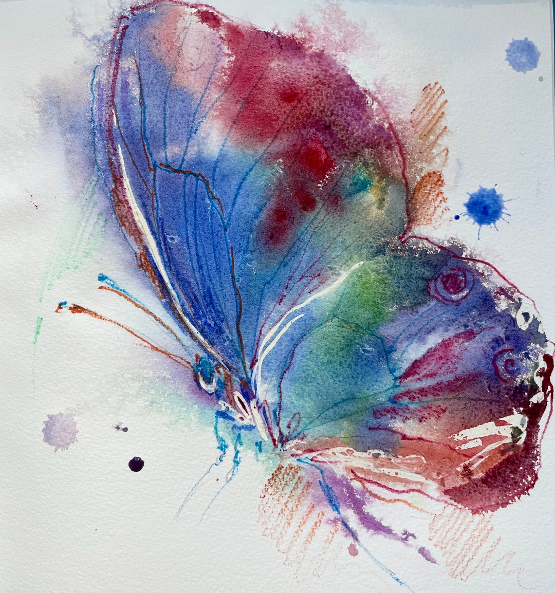 Colorful Watercolor Butterfly Wall Art – Abstract Nature Painting Print ...