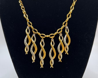 Vintage 1980s Two Tone Fringe Choker Necklace
