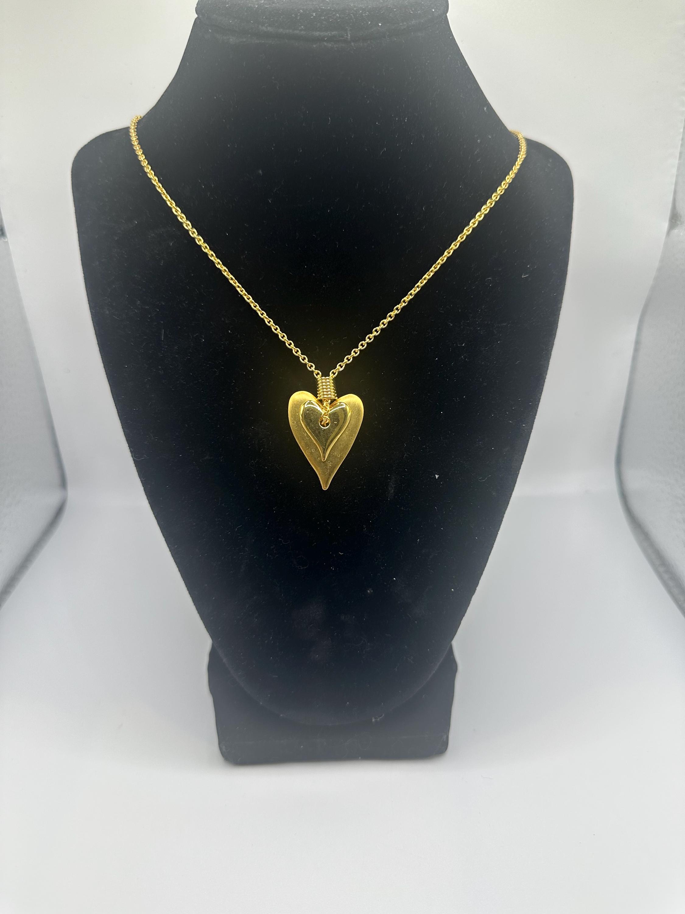 【VINTAGE HOLLYWOOD】Bumpy Heart Layered Necklace Heart Chunky Chain Necklace Set, Layered Necklaces, Pearl