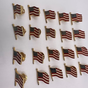 Lot of 20 American Flag Pins Metal and Enamel American Flag Tac Pins Old New Stock ONS Vintage Lapel Pin Hat Pin Freedom Pin USA Pins