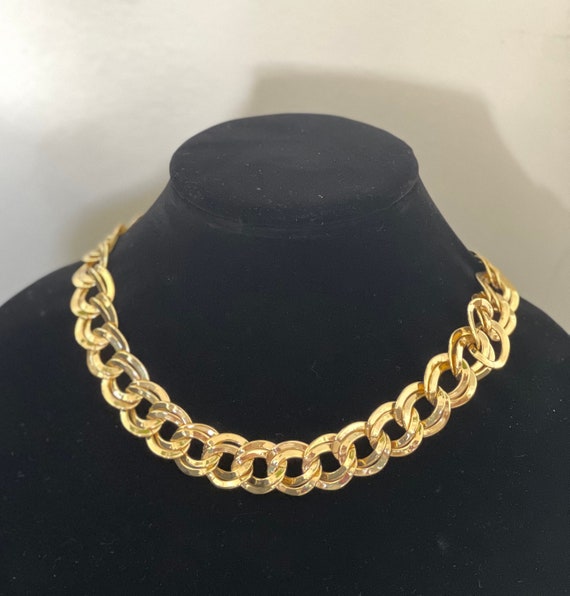Vintage 1980s New Old Stock Chunky Gold Chain Col… - image 1