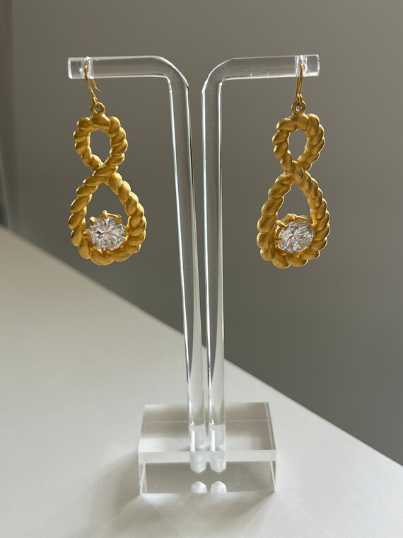 Vintage Twisted Rope Drop Pierced Earrings with a… - image 2