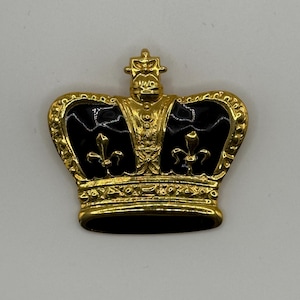 Vintage Gold Plated and Black Enamel  Brooch