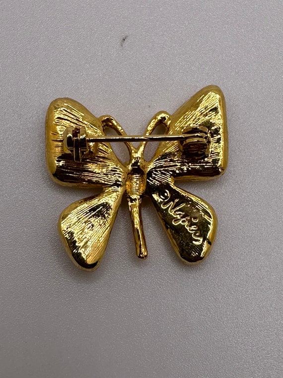 Vintage Signed Napier Small butterfly brooch - image 2